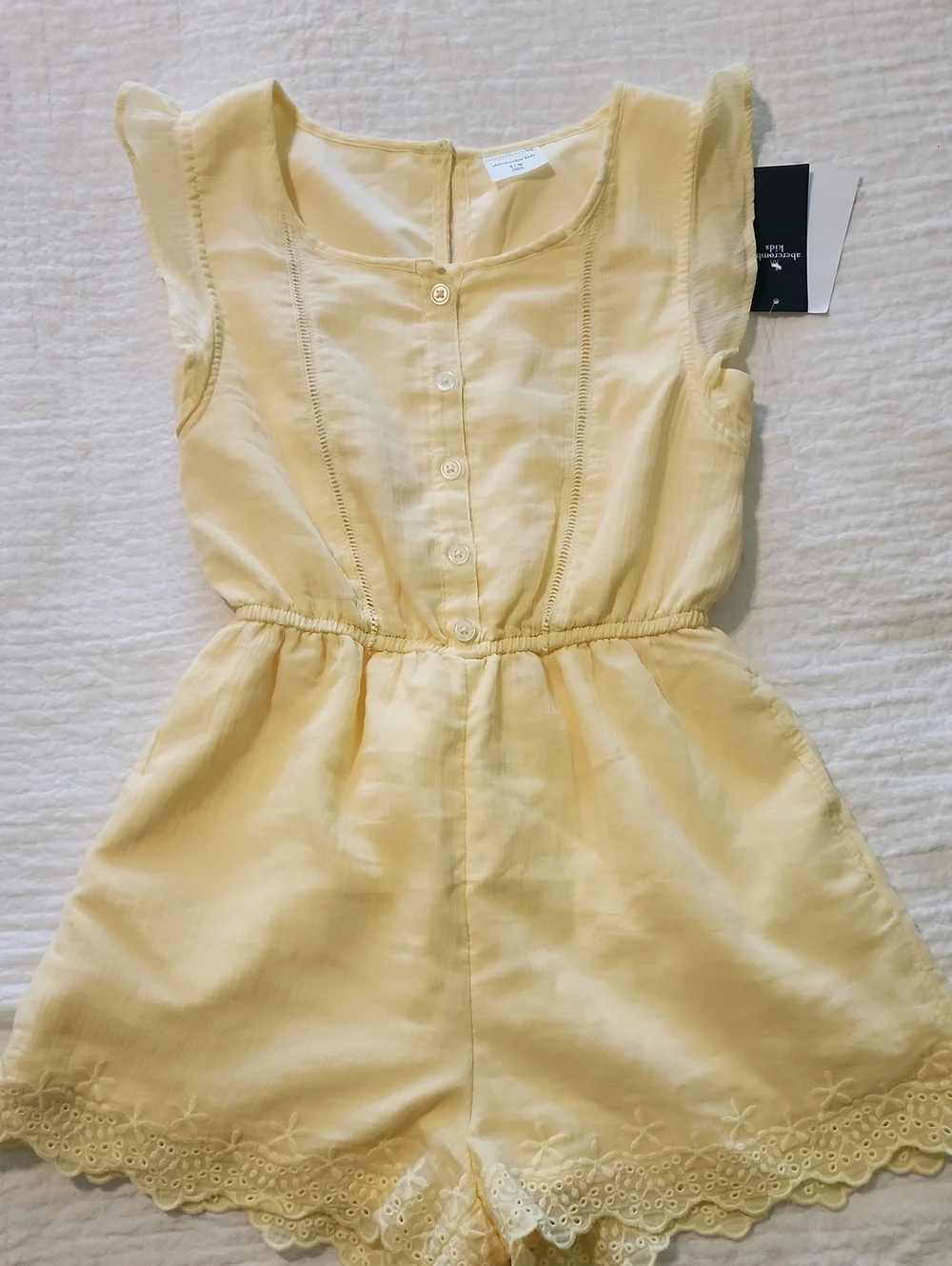 abercrombie kids Pale Yellow Eyelet Romper